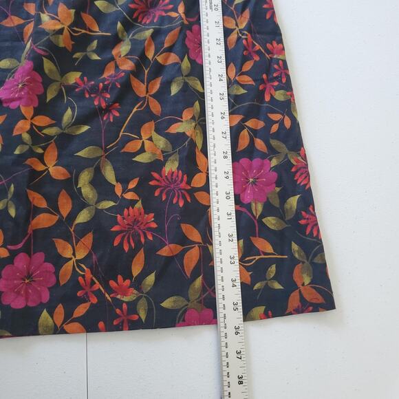 Y2K Fairy Grunge Dress Womens 10 Black Floral Linen Sleeveless V Neck Sheath - Picture 4 of 8